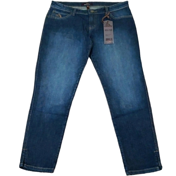 JORDACHE~Size 31/12~Dark Denim Capri Embroidered Stitching, Logo NEW. - Picture 1 of 16